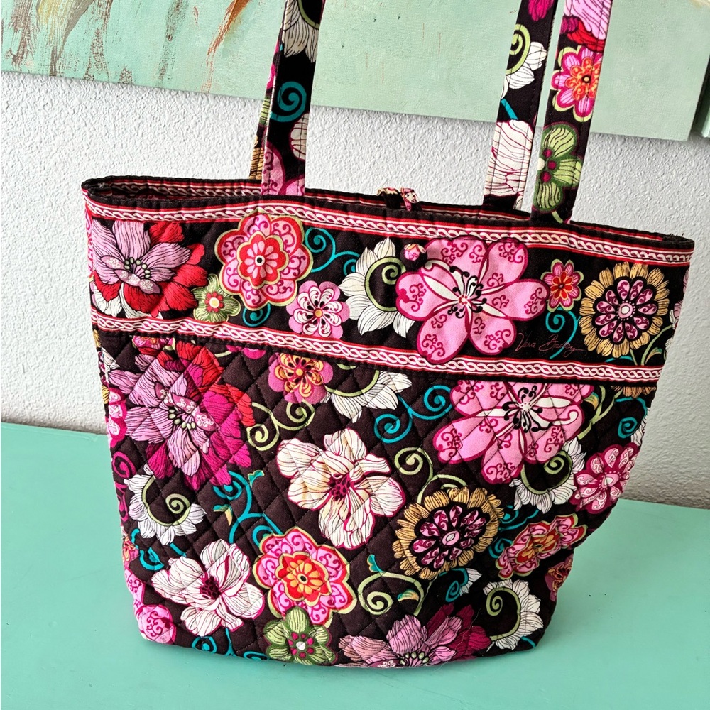 Vera Bradley Pink and Black Floral Tote